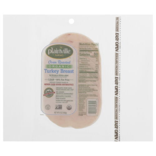 Plainville Farms Turkey Breast, Organic, Oven Roasted