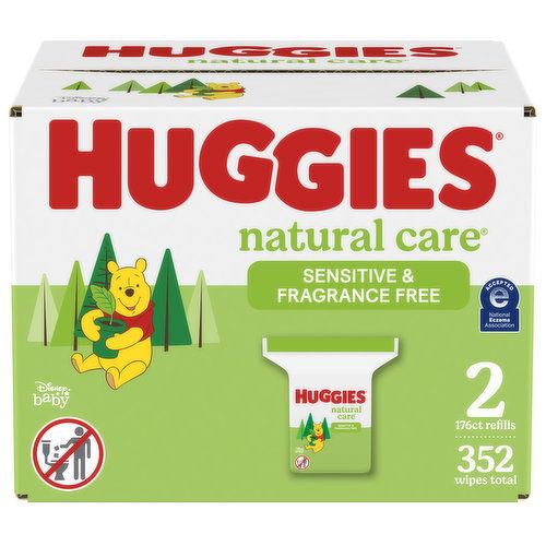 Huggies Natural Care Natural Care Sensitive Baby Wipes, Unscented, 2 Refill Packs (