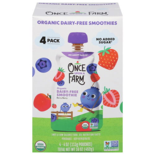 Once Upon a Farm Smoothie, Dairy-Free, Organic, Berry Berry, 4 Pack