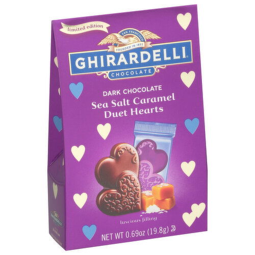 Ghirardelli Dark Chocolate, Sea Salt Caramel, Duet Hearts