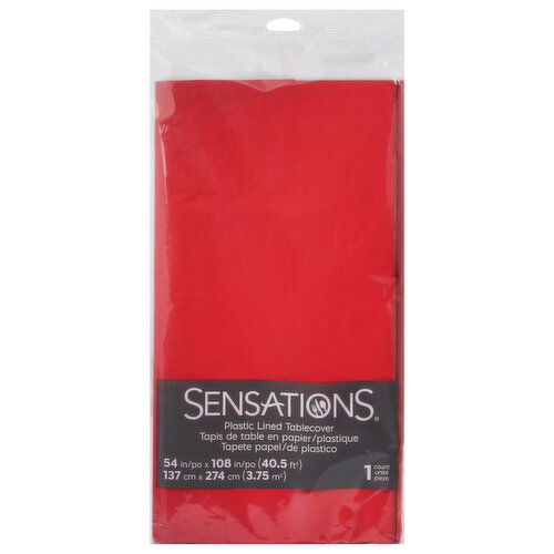 Sensations Tablecover, Plastic Lined, Classic Red