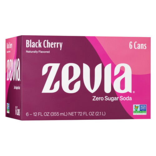 Zevia Soda, Zero Calorie, Black Cherry