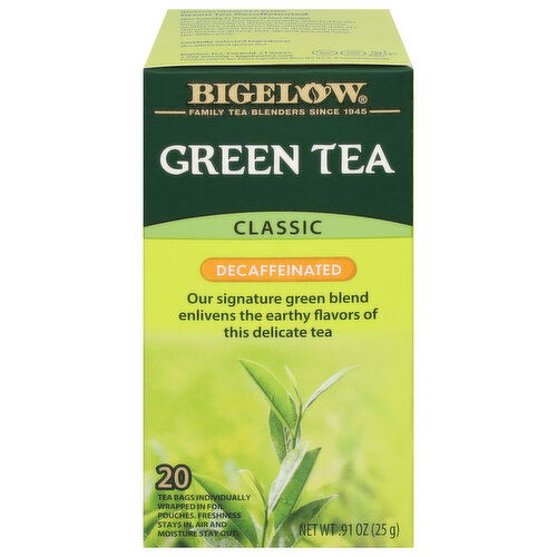 Bigelow Green Tea, Classic, Decaffeinated, Tea Bags