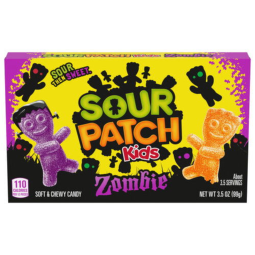 Sour Patch Kids Zombie Orange & Purple Soft & Chewy Halloween Candy, 3.5 oz