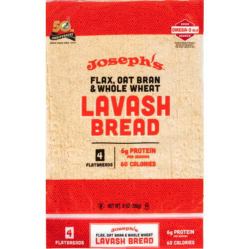 Joseph's Bread, Lavash, Flax, Oat Bran & Whole Wheat