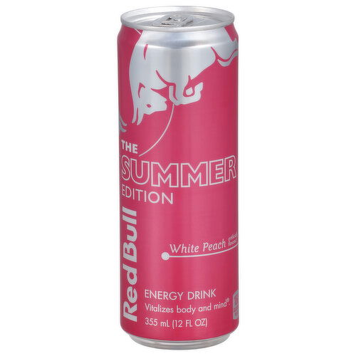 Red Bull Summer Edition Energy Drink, White Peach, with 114mg Caffeine, Taurine & B Vitamins