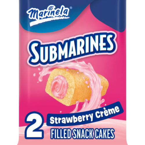 Marinela Submarines Strawberry Crème Filled Snack Cakes, 2 count, 2.47 oz