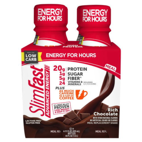 SlimFast Advanced Energy Meal Replacement Shake, Rich Chocolate