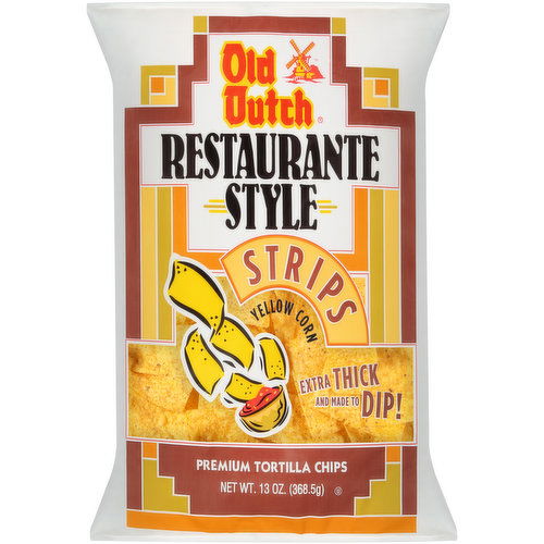 Old Dutch Restaurante Style Yellow Corn Strips Premium Tortilla Chips