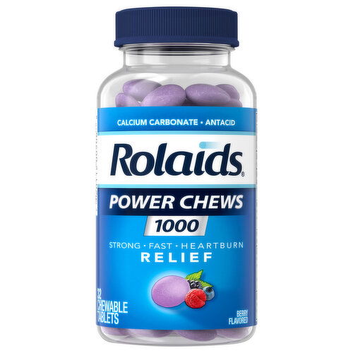 Rolaids Power Chews Berry Flavored 1000 mg Heartburn Relief