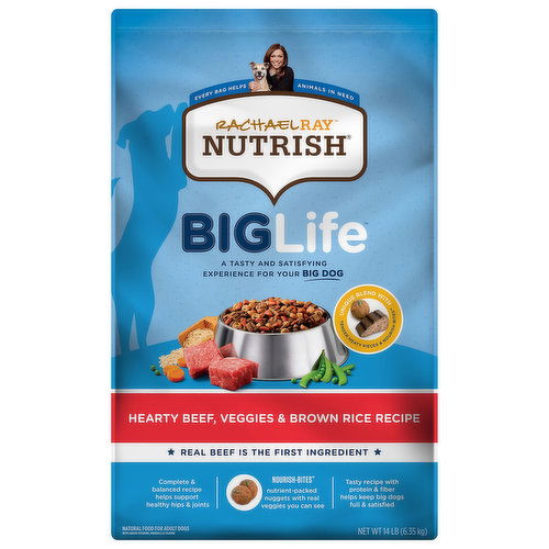 Rachael Ray Nutrish BigLife Food for Adult Dogs, Natural, Hearty Beef, Veggies & Brown Recipe