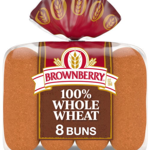 Brownberry 100% Whole Wheat Hot Dog Buns, 8 count, 16 oz