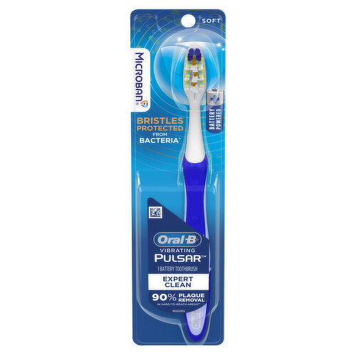 Oral-B Pulsar Vibrating Pulsar Battery Toothbrush with Microban, Plaque Remover for Teeth, Soft, 1 Count