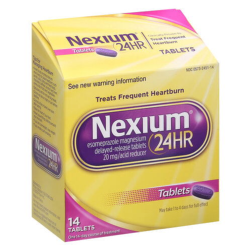 Nexium Acid Reducer, 24HR, 20 mg, Tablets