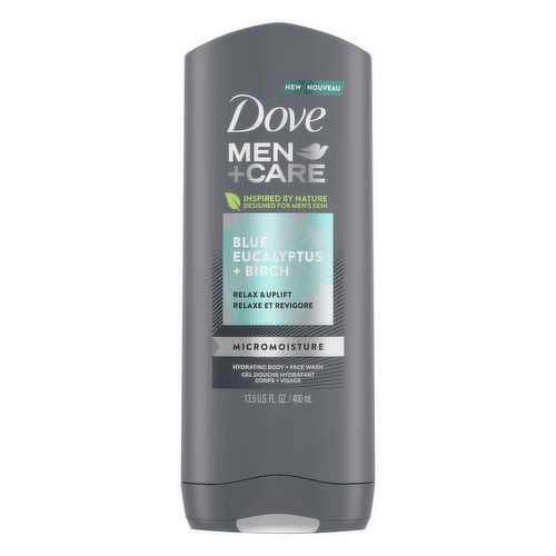 Dove Men + Care Body + Face Wash, Hydrating, Blue Eucalyptus + Birch