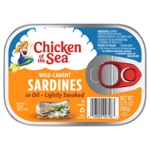 Chicken of the Sea Sardines, in Oil, Wild-Caught, Lightly Smoked