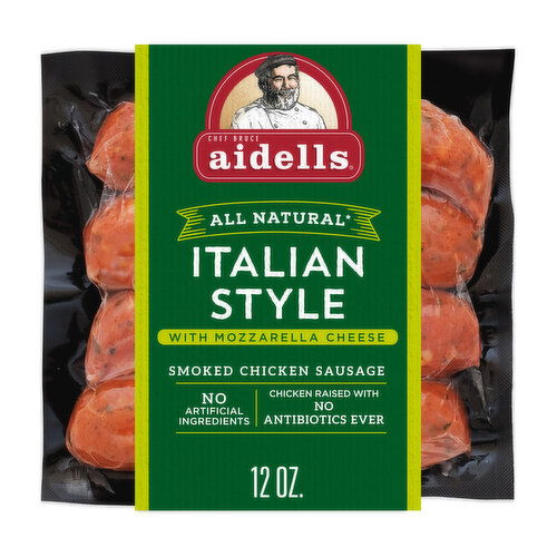 Aidells Smoked Chicken Sausage, Italian Style with Mozzarella Cheese (4 Fully Cooked Links)