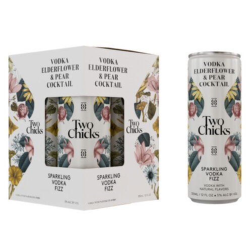 Two Chicks Elderflower Pear Vodka Cocktail 4 Pack Cans