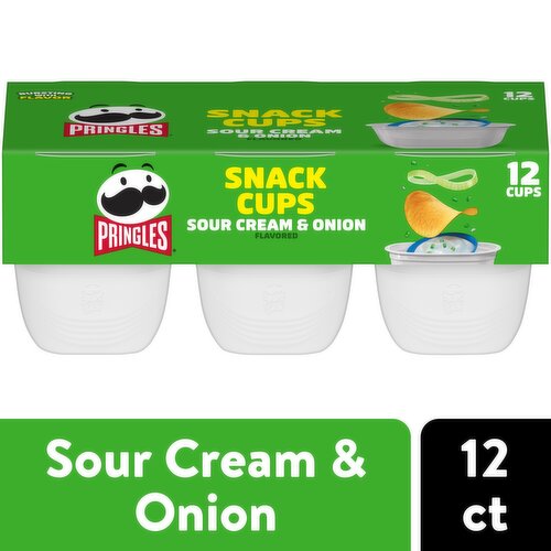 Pringles Snack Stacks Potato Crisps Chips, Sour Cream and Onion, Snack Cups