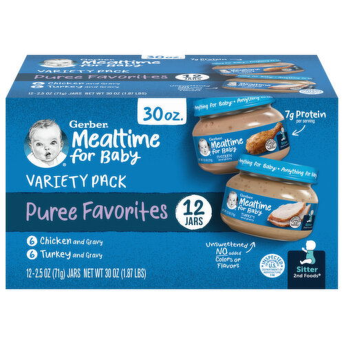 Gerber Mealtime for Baby Puree Favorites, Sitter 2nd Foods, Variety Pack