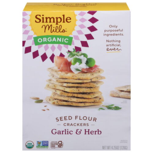 Simple Mills Organic Crackers, Seed Flour, Garlic & Herb