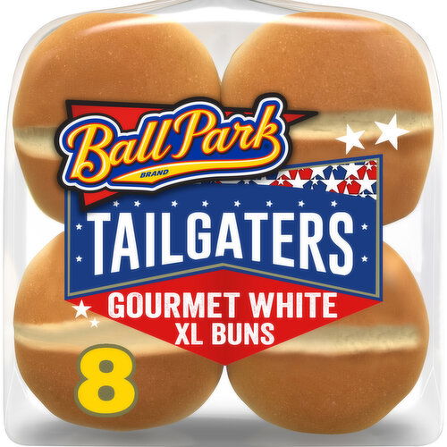 Ball Park Tailgaters Gourmet White Extra Large Buns, 8 count, 21 oz