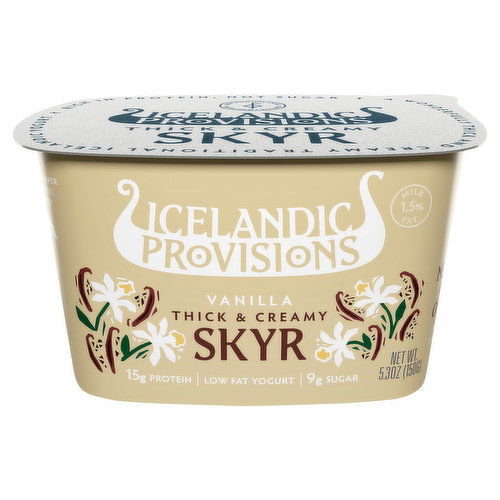 Icelandic Provisions Skyr, Low Fat, Vanilla, Thick & Creamy