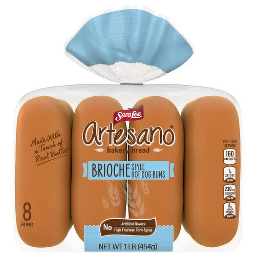 Sara Lee Artesano Brioche Hot Dog Buns, 8 count, 16 oz