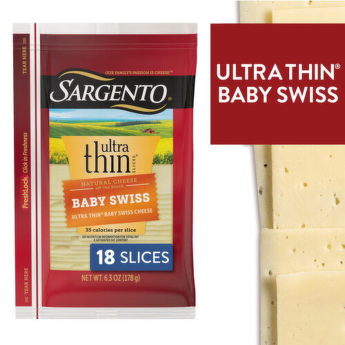 SARGENTO Sargento® Baby Swiss Natural Cheese Ultra Thin® Slices, 18 slices