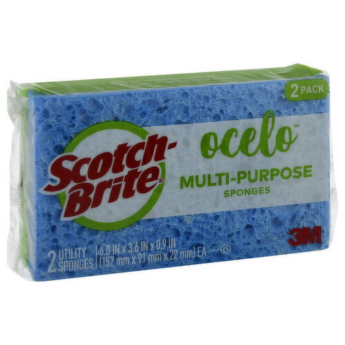 Scotch Brite Ocelo Sponges, Utility, Multi-Purpose, 2 Pack