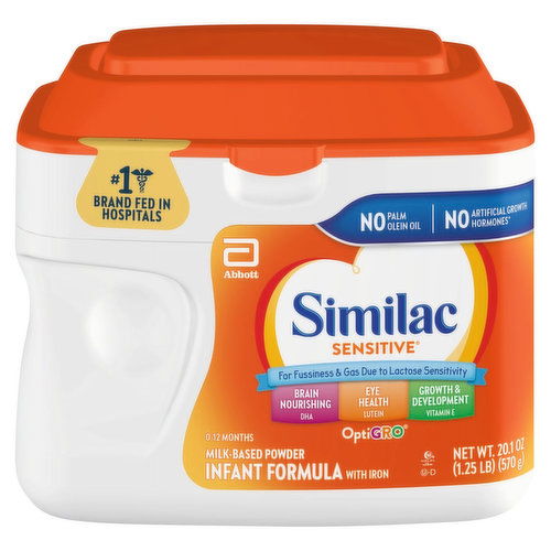 Similac Sensitive Infant Formula with Iron, Milk Based Powder, 0-12 Months