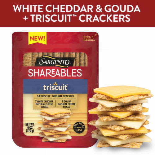 SARGENTO Sargento® Shareables White Cheddar & Gouda Sliced Cheese with Triscuit® Original Crackers, 6 oz.