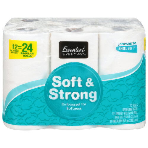 Essential Everyday Bathroom Tissue, Double Rolls, 2-Ply