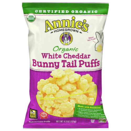 Annie's Bunny Tail Puffs, Organic, White Cheddar