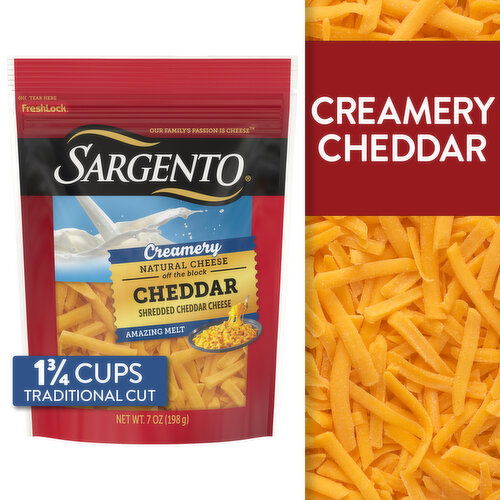 SARGENTO Sargento® Creamery Shredded Natural Cheddar Cheese, 7 oz.