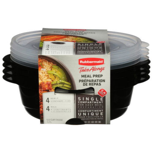 Rubbermaid Take Alongs Containers & Lids, Bowls, Meal Prep, 5.0 Cup