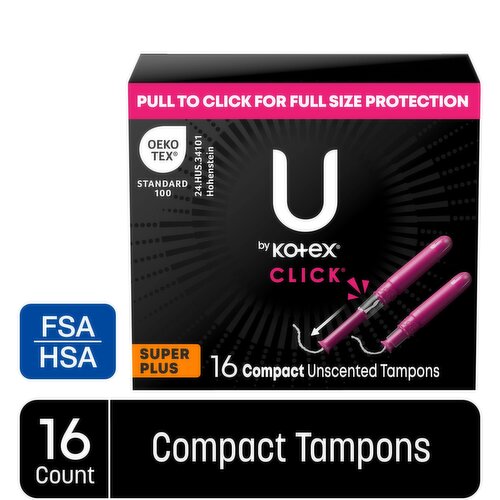 U by Kotex Click Compact Super Plus Unscented Tampons