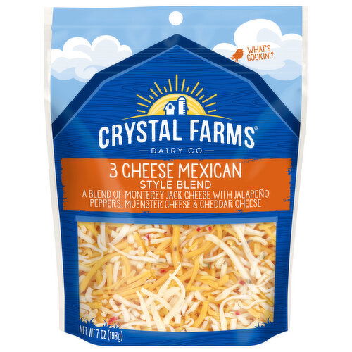 Crystal Farms Cheese, 3 Cheese Mexican Style Blend