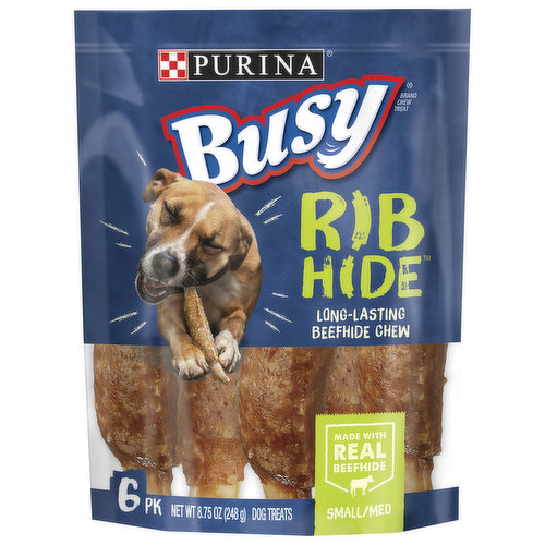 Busy Small/Medium Breed Dog Rawhide Treat, Rib Hide