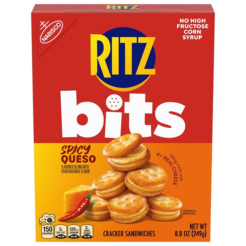 RITZ Bits Spicy Queso Sandwich Crackers, Snacks for Kids and Adults, Lunch Snacks