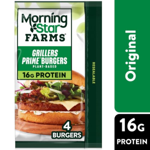 MorningStar Farms Grillers Prime Plant Based Veggie Burgers, Grillers Prime