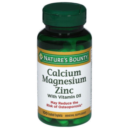 Nature's Bounty Calcium Magnesium Zinc, Coated Caplets
