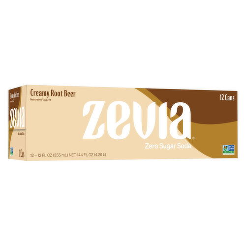 Zevia Soda, Zero Sugar, Creamy Root Beer