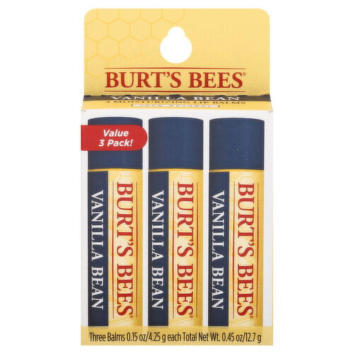 Burt's Bees Lip Balm, Vanilla Bean, Value 3 Pack