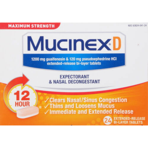 Mucinex D Expectorant & Nasal Decongestant, Maximum Strength, Tablets