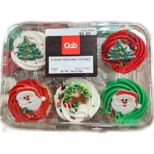 Cub Whipped Icing Seasonal Cupcake 6 Count