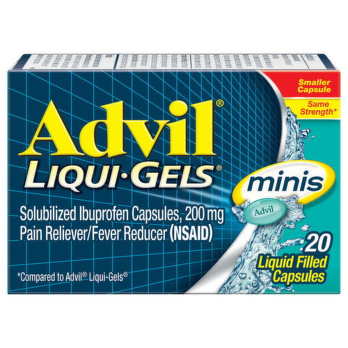 Advil Ibuprofen, 200 mg, Liquid Filled Capsules, Minis