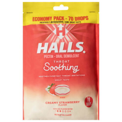 Halls Creamy Strawberry Flavor Cough Drops Economy Pack