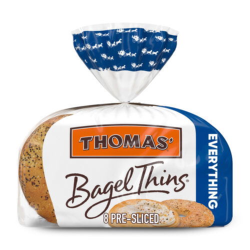 Thomas' Bagel Thins Everything Pre-sliced Bagels, 8 count, 13 oz