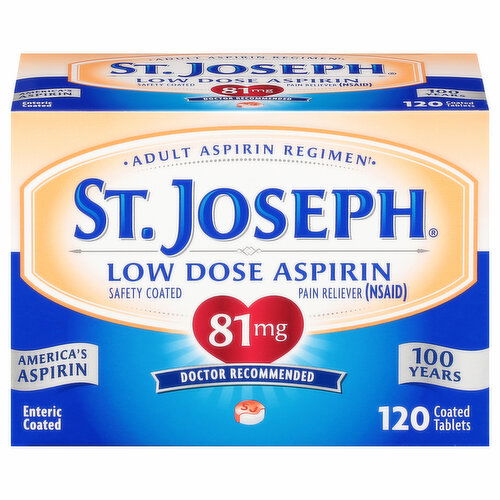 St. Joseph Aspirin, Low Dose, 81 mg, Coated Tablets